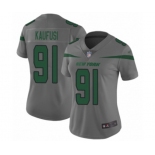 Women's New York Jets #91 Bronson Kaufusi Limited Gray Inverted Legend Football Jersey