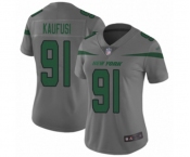 Women's New York Jets #91 Bronson Kaufusi Limited Gray Inverted Legend Football Jersey