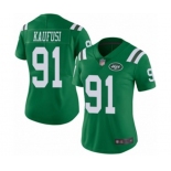 Women's New York Jets #91 Bronson Kaufusi Limited Green Rush Vapor Untouchable Football Jersey