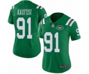 Women's New York Jets #91 Bronson Kaufusi Limited Green Rush Vapor Untouchable Football Jersey