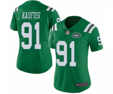 Women's New York Jets #91 Bronson Kaufusi Limited Green Rush Vapor Untouchable Football Jersey