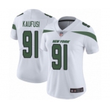 Women's New York Jets #91 Bronson Kaufusi White Vapor Untouchable Limited Player Football Jersey