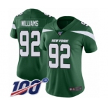 Women's New York Jets #92 Leonard Williams Green Team Color Vapor Untouchable Limited Player 100th Season Football Jersey