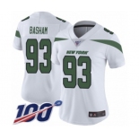 Women's New York Jets #93 Tarell Basham White Vapor Untouchable Limited Player 100th Season Football Jersey