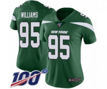 Women's New York Jets #95 Quinnen Williams Green Team Color Vapor Untouchable Limited Player 100th Season Football Jersey