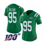 Women's New York Jets #95 Quinnen Williams Limited Green Rush Vapor Untouchable 100th Season Football Jersey