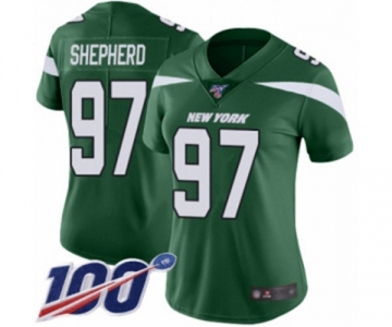 Women's New York Jets #97 Nathan Shepherd Green Team Color Vapor Untouchable Limited Player 100th Season Football Jersey