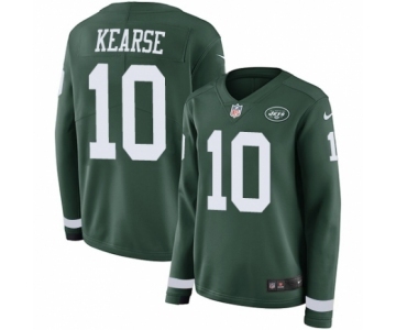 Women's Nike New York Jets #10 Jermaine Kearse Limited Green Therma Long Sleeve NFL Jersey