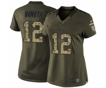 Women's Nike New York Jets #12 Joe Namath Limited Green Salute to Service NFL Jersey