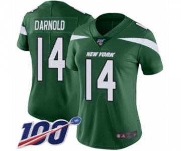 Women's Nike New York Jets #14 Sam Darnold Green Team Color Vapor Untouchable Limited Player 100th Season NFL Jersey