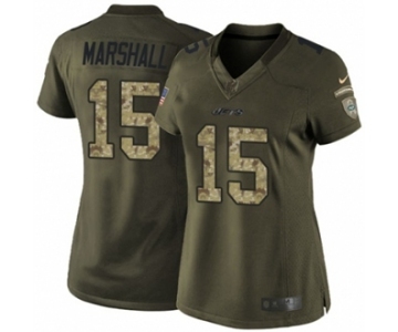 Women's Nike New York Jets #15 Brandon Marshall Limited Green Salute to Service NFL Jersey