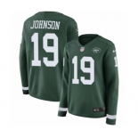 Women's Nike New York Jets #19 Keyshawn Johnson Limited Green Therma Long Sleeve NFL Jersey