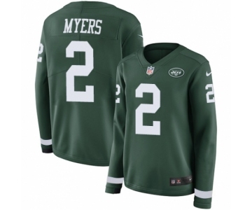 Women's Nike New York Jets #2 Jason Myers Limited Green Therma Long Sleeve NFL Jersey