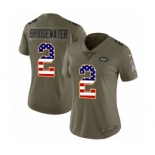 Women's Nike New York Jets #2 Teddy Bridgewater Limited Olive USA Flag 2017 Salute to Service NFL Jersey