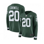 Women's Nike New York Jets #20 Isaiah Crowell Limited Green Therma Long Sleeve NFL Jersey