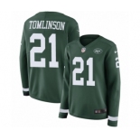 Women's Nike New York Jets #21 LaDainian Tomlinson Limited Green Therma Long Sleeve NFL Jersey