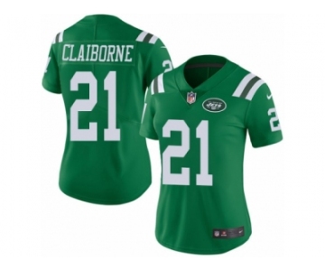 Women's Nike New York Jets #21 Morris Claiborne Limited Green Rush NFL Jersey