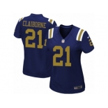 Women's Nike New York Jets #21 Morris Claiborne Limited Navy Blue Alternate NFL Jersey