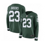 Women's Nike New York Jets #23 Terrence Brooks Limited Green Therma Long Sleeve NFL Jersey