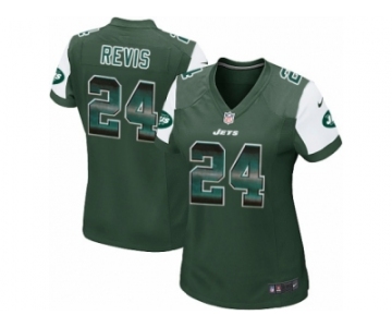 Women's Nike New York Jets #24 Darrelle Revis Limited Green Strobe NFL Jersey