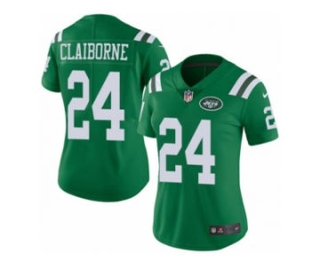 Women's Nike New York Jets #24 Morris Claiborne Limited Green Rush NFL Jersey