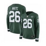 Women's Nike New York Jets #26 Marcus Maye Limited Green Therma Long Sleeve NFL Jersey