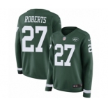 Women's Nike New York Jets #27 Darryl Roberts Limited Green Therma Long Sleeve NFL Jersey