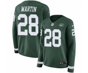 Women's Nike New York Jets #28 Curtis Martin Limited Green Therma Long Sleeve NFL Jersey