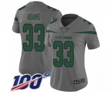 Women's Nike New York Jets #33 Jamal Adams Limited Gray Inverted Legend 100th Season NFL Jersey