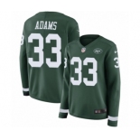 Women's Nike New York Jets #33 Jamal Adams Limited Green Therma Long Sleeve NFL Jersey