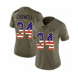 Women's Nike New York Jets #34 Isaiah Crowell Limited Olive USA Flag 2017 Salute to Service NFL Jersey