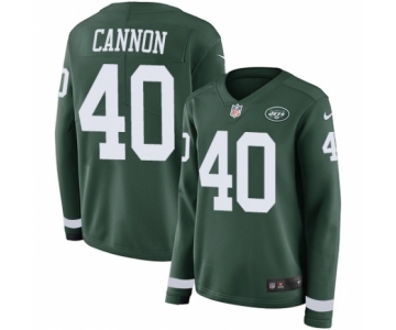 Women's Nike New York Jets #40 Trenton Cannon Limited Green Therma Long Sleeve NFL Jersey