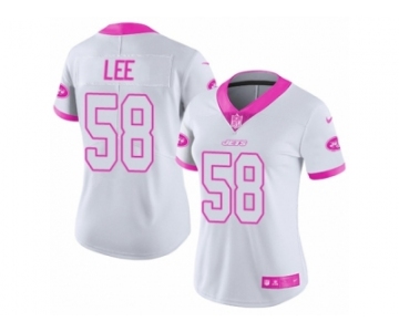 Women's Nike New York Jets #58 Darron Lee Limited White Pink Rush Fashion NFL Jersey