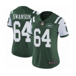 Women's Nike New York Jets #64 Travis Swanson Green Team Color Vapor Untouchable Elite Player NFL Jersey