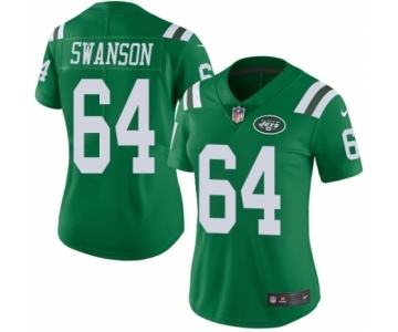 Women's Nike New York Jets #64 Travis Swanson Limited Green Rush Vapor Untouchable NFL Jersey