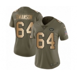 Women's Nike New York Jets #64 Travis Swanson Limited Olive Gold 2017 Salute to Service NFL Jersey