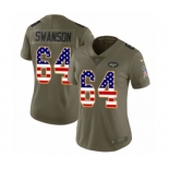 Women's Nike New York Jets #64 Travis Swanson Limited Olive USA Flag 2017 Salute to Service NFL Jersey