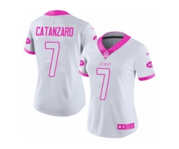 Women's Nike New York Jets #7 Chandler Catanzaro Limited White Pink Rush Fashion NFL Jersey