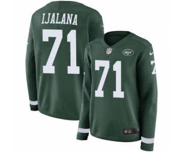 Women's Nike New York Jets #71 Ben Ijalana Limited Green Therma Long Sleeve NFL Jersey