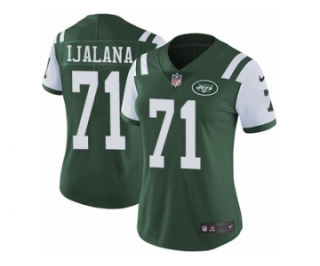 Women's Nike New York Jets #71 Ben Ijalana Vapor Untouchable Limited Green Team Color NFL Jersey