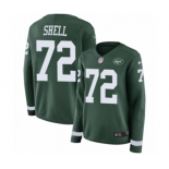 Women's Nike New York Jets #72 Brandon Shell Limited Green Therma Long Sleeve NFL Jersey