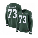 Women's Nike New York Jets #73 Joe Klecko Limited Green Therma Long Sleeve NFL Jersey