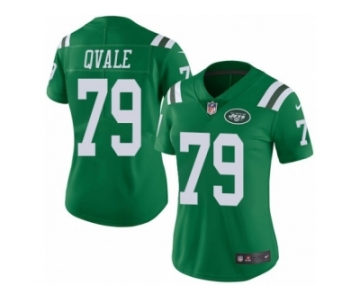 Women's Nike New York Jets #79 Brent Qvale Limited Green Rush NFL Jersey