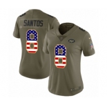 Women's Nike New York Jets #8 Cairo Santos Limited Olive USA Flag 2017 Salute to Service NFL Jersey