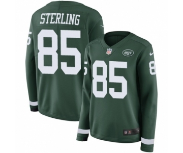 Women's Nike New York Jets #85 Neal Sterling Limited Green Therma Long Sleeve NFL Jersey