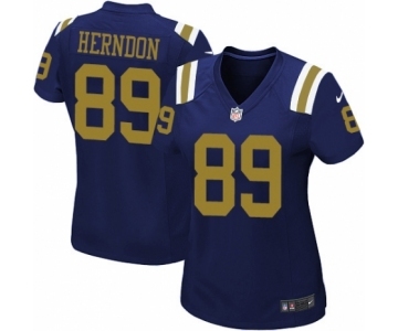 Women's Nike New York Jets #89 Chris Herndon Elite Navy Blue Alternate NFL Jersey