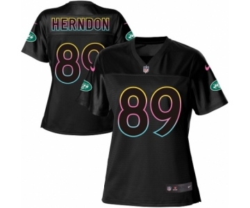 Women's Nike New York Jets #89 Chris Herndon Game Black Fashion NFL Jersey