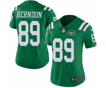 Women's Nike New York Jets #89 Chris Herndon Limited Green Rush Vapor Untouchable NFL Jersey