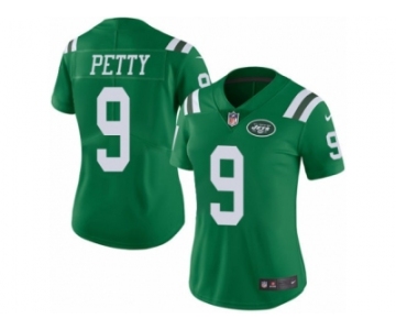 Women's Nike New York Jets #9 Bryce Petty Limited Green Rush NFL Jersey