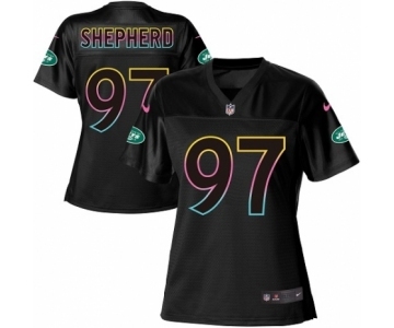 Women's Nike New York Jets #97 Nathan Shepherd Game Black Fashion NFL Jersey